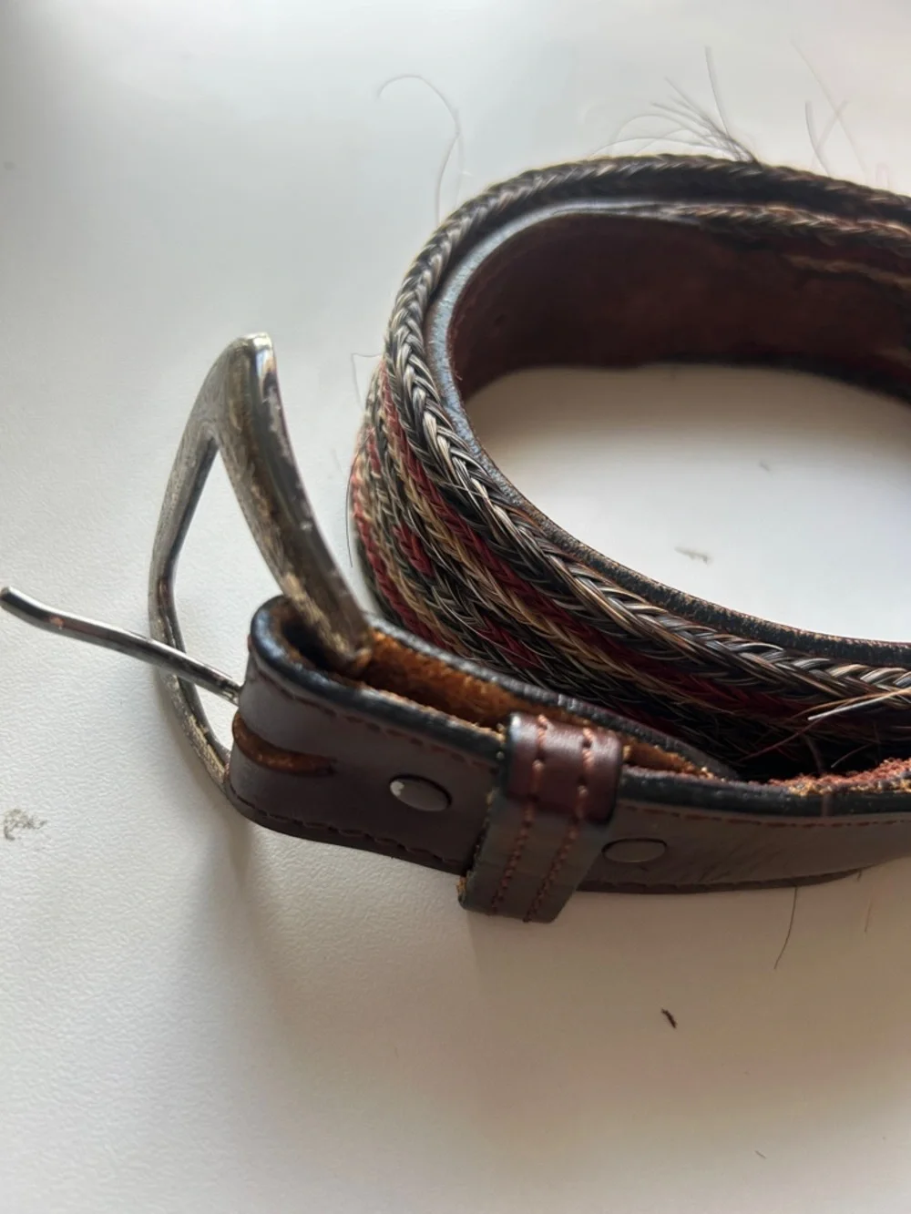 Authentic USA made Braided Horse Hair with Leather Belt men's size 34 western